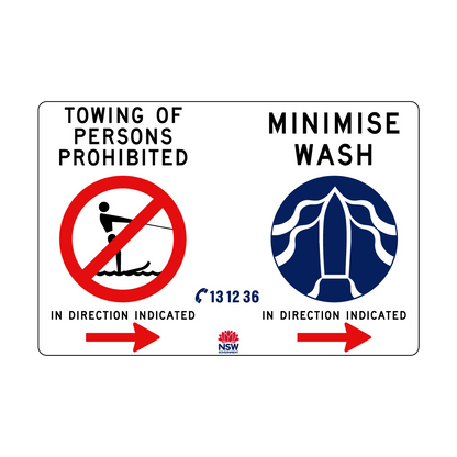 Towing Prohibited and Minimise Wash combination sign