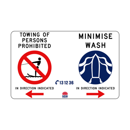 Towing Prohibited and Minimise Wash combination sign