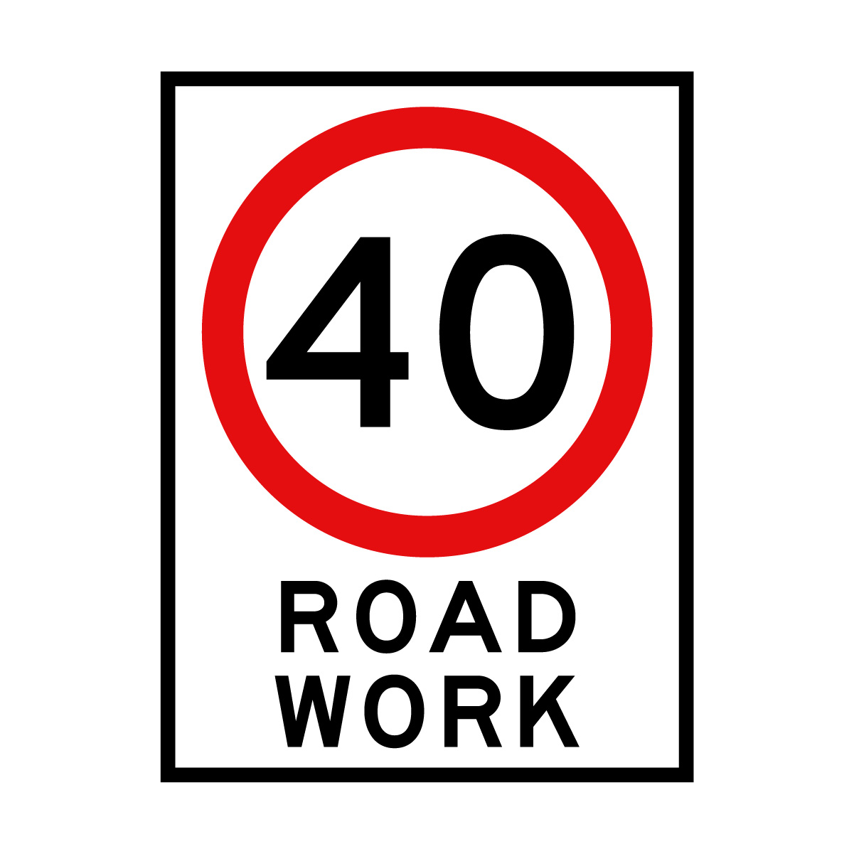 40, 60km/h Roadwork Sign