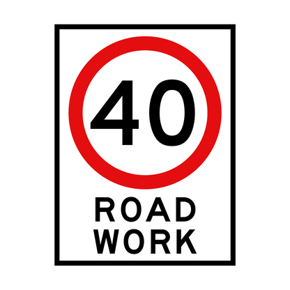 40, 60km/h Roadwork Sign