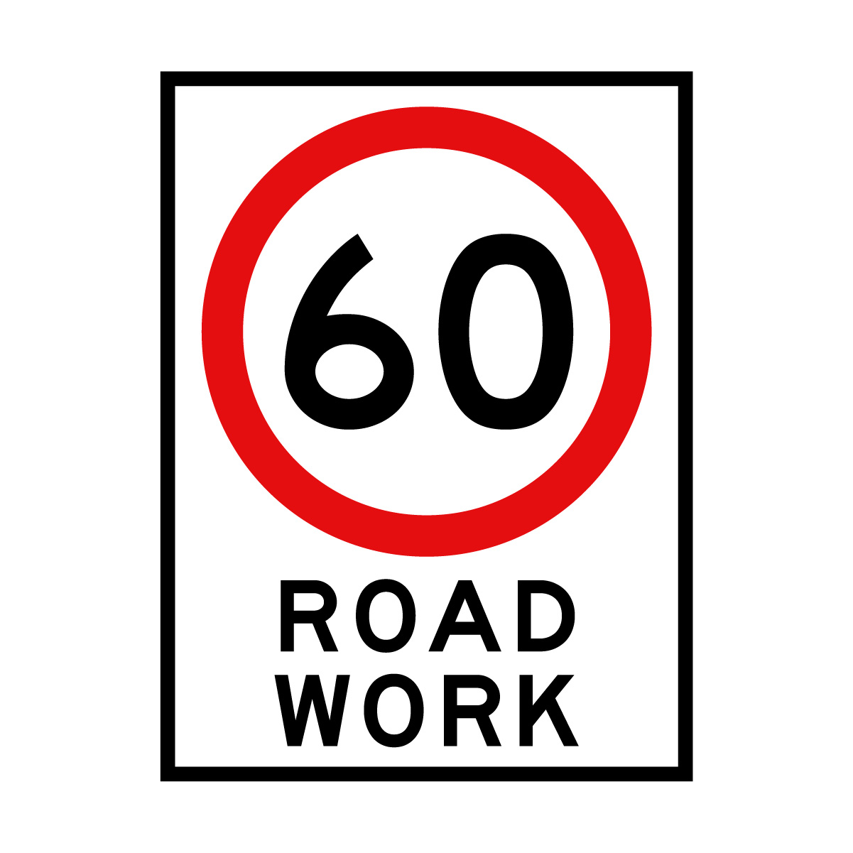 40, 60km/h Roadwork Sign