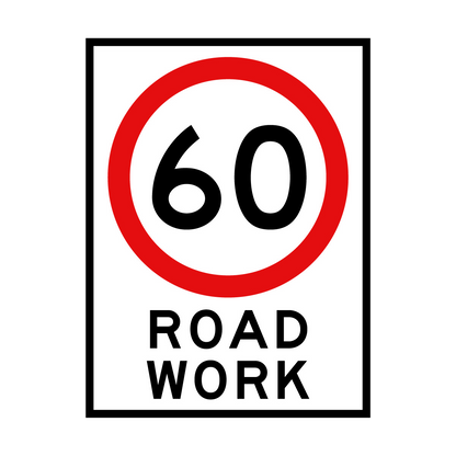 40, 60km/h Roadwork Sign