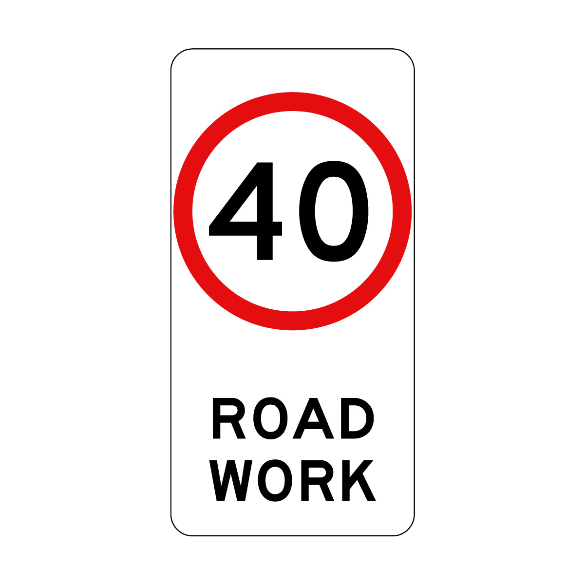 40, 60, 80km/h Roadwork Sign