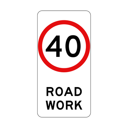 40, 60, 80km/h Roadwork Sign