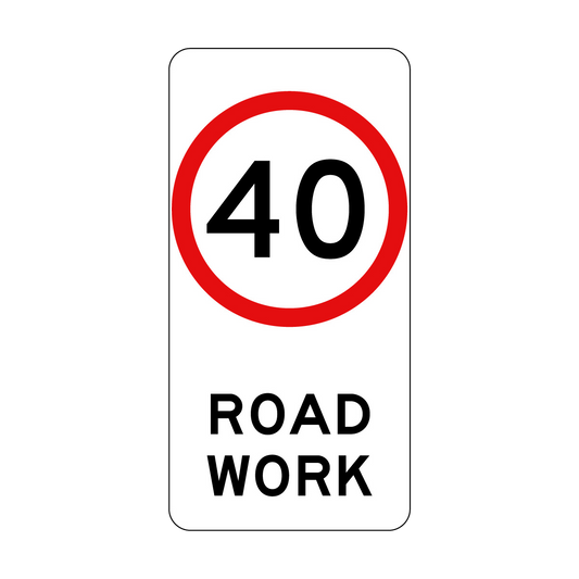 40, 60, 80km/h Roadwork Sign