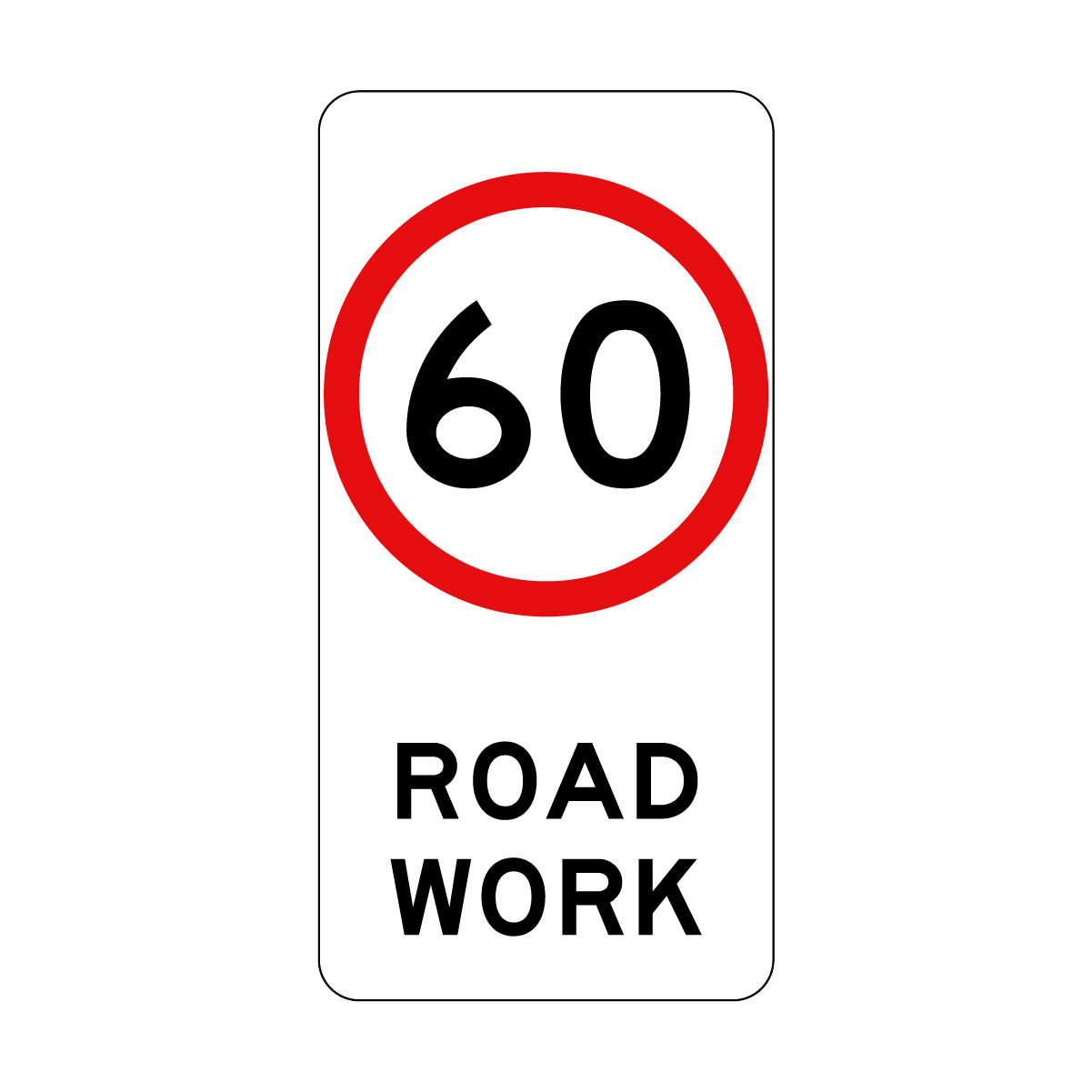 40, 60, 80km/h Roadwork Sign