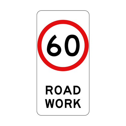 40, 60, 80km/h Roadwork Sign