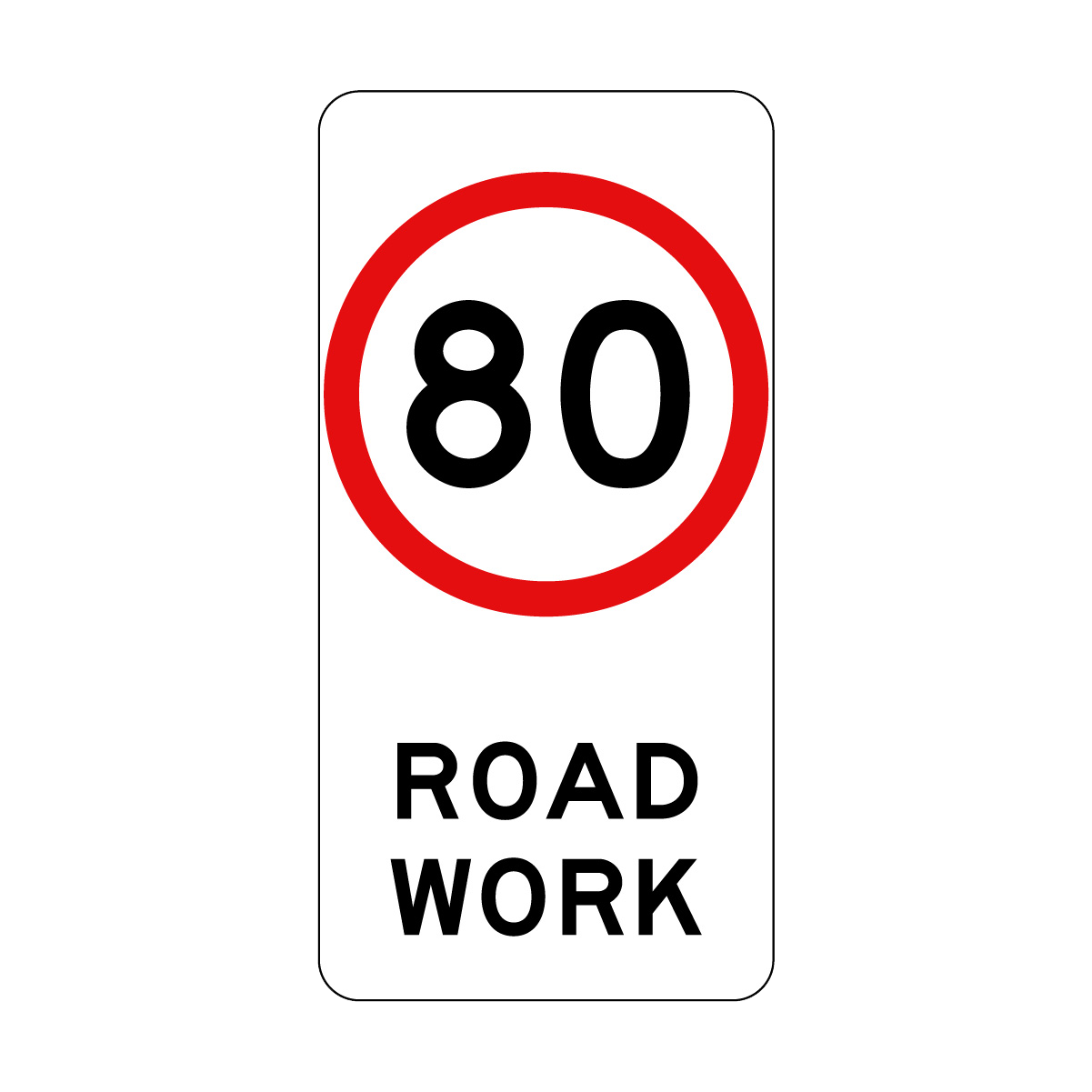 40, 60, 80km/h Roadwork Sign