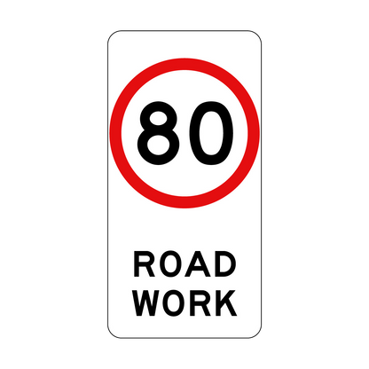 40, 60, 80km/h Roadwork Sign