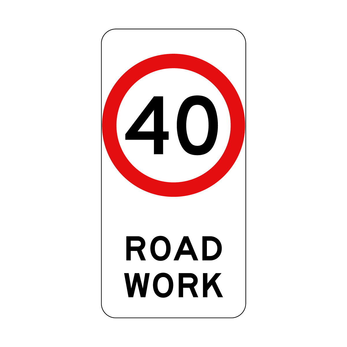 40, 60, 80km/h Roadwork Sign