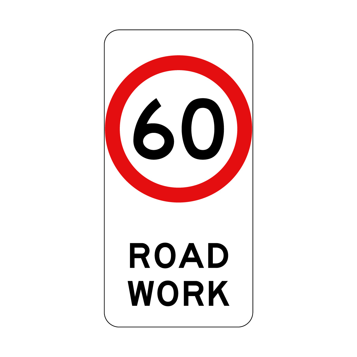 40, 60, 80km/h Roadwork Sign