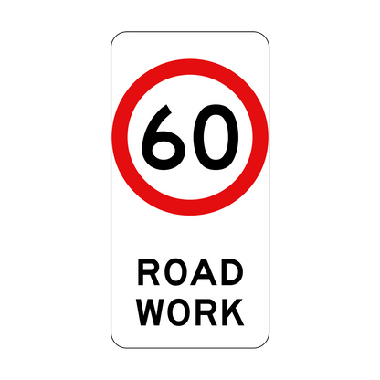 40, 60, 80km/h Roadwork Sign