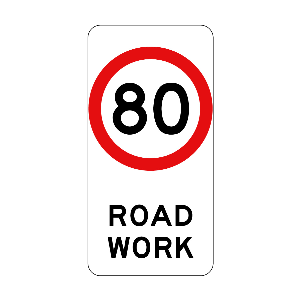 40, 60, 80km/h Roadwork Sign