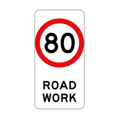 40, 60, 80km/h Roadwork Sign