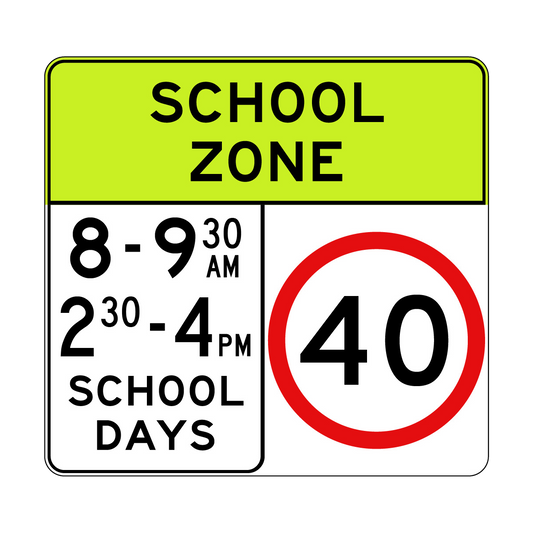 School Zone 40km Speed Limit Sign