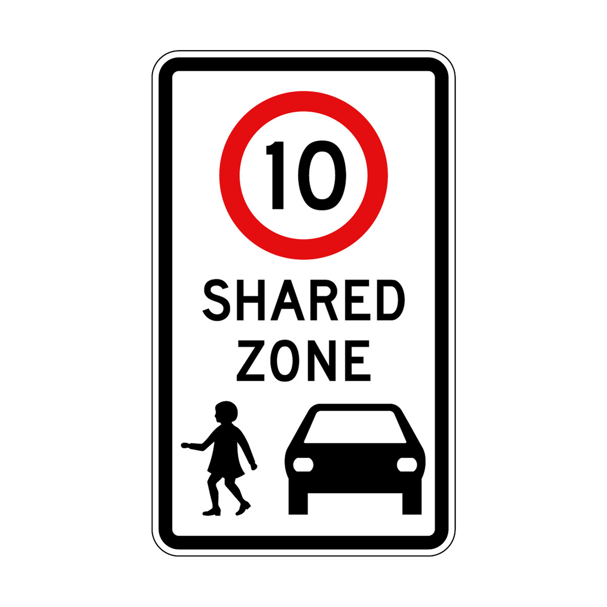 Share Area. Sign 10km Shared Zone Sign