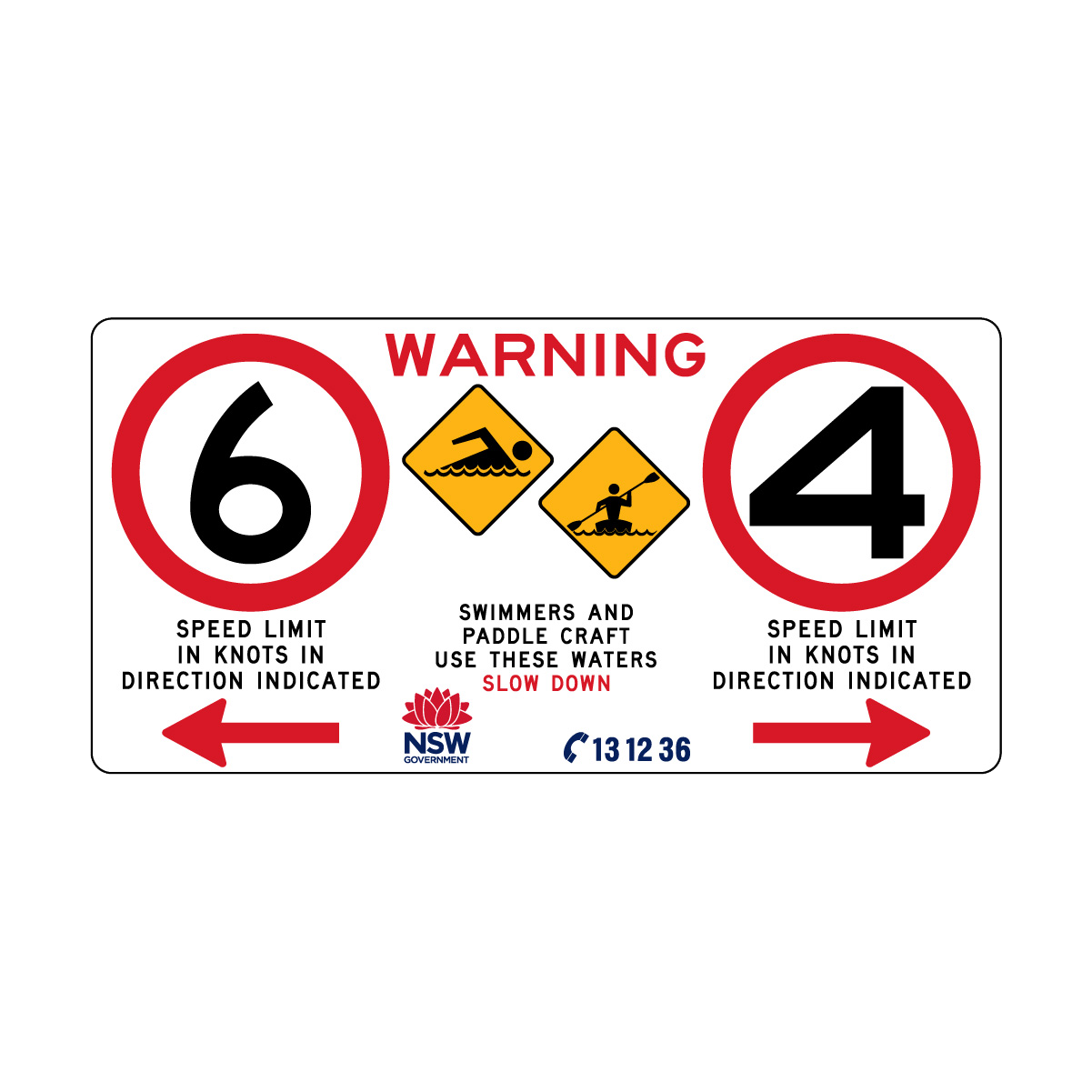 Warning Swimmers And Paddle Craft with Direction Left and Right