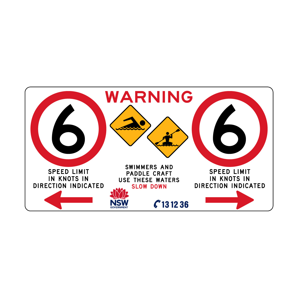 Warning Swimmers And Paddle Craft with Direction Left and Right