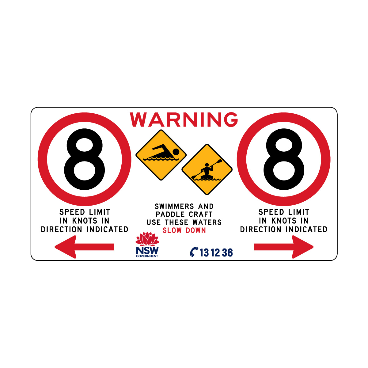 Warning Swimmers And Paddle Craft with Direction Left and Right