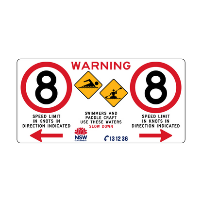Warning Swimmers And Paddle Craft with Direction Left and Right