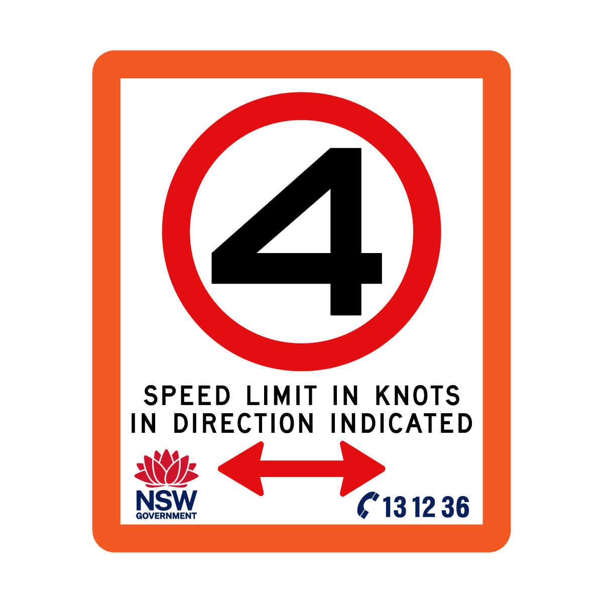 Speed Limit in Knots with Fluro Orange Border 750mm x 900mm