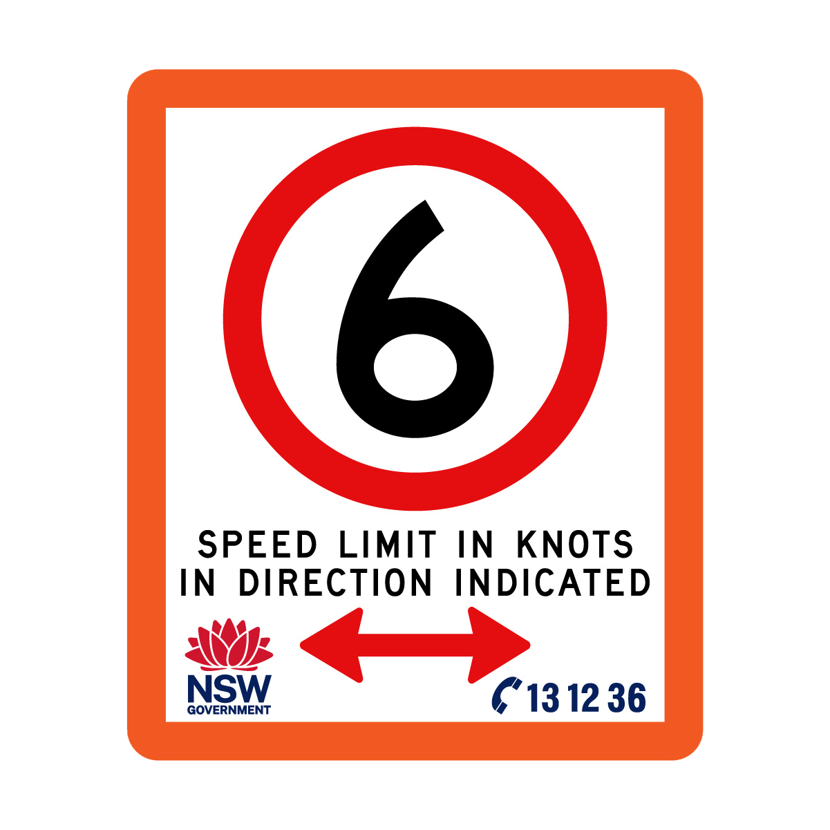 Speed Limit in Knots with Fluro Orange Border 750mm x 900mm