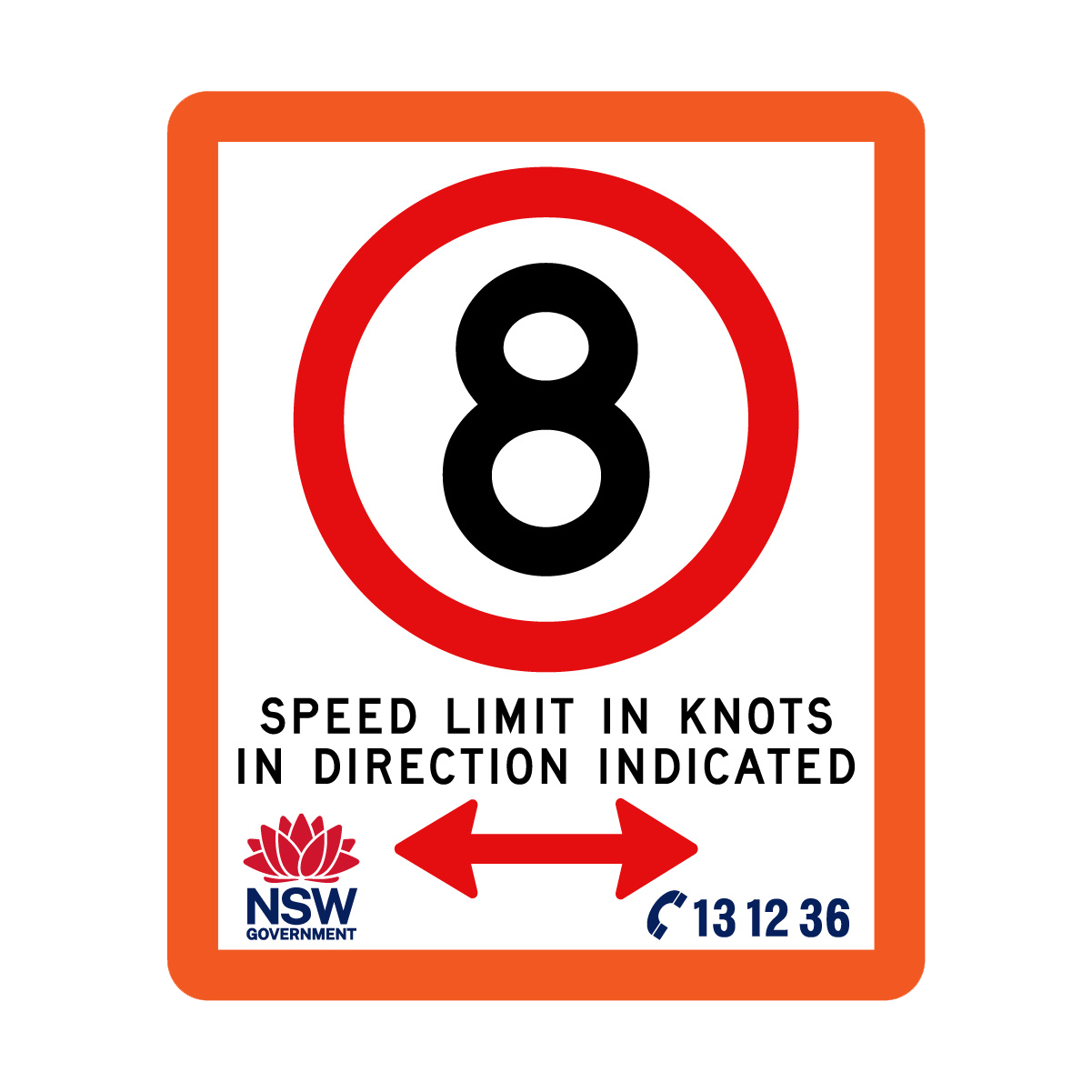 Speed Limit in Knots with Fluro Orange Border 750mm x 900mm