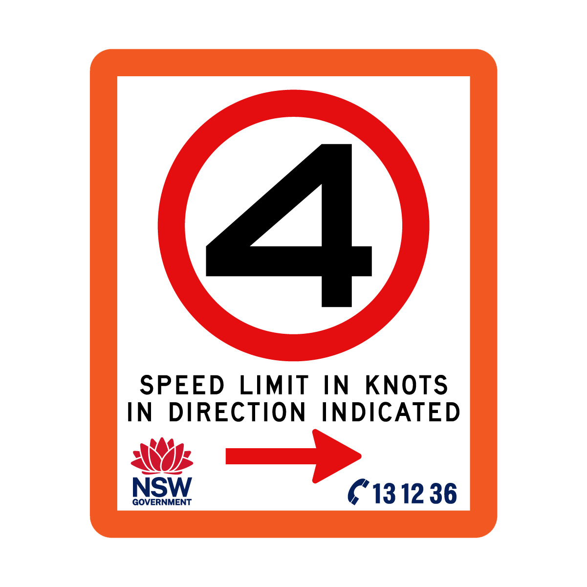 Speed Limit in Knots with Fluro Orange Border 750mm x 900mm