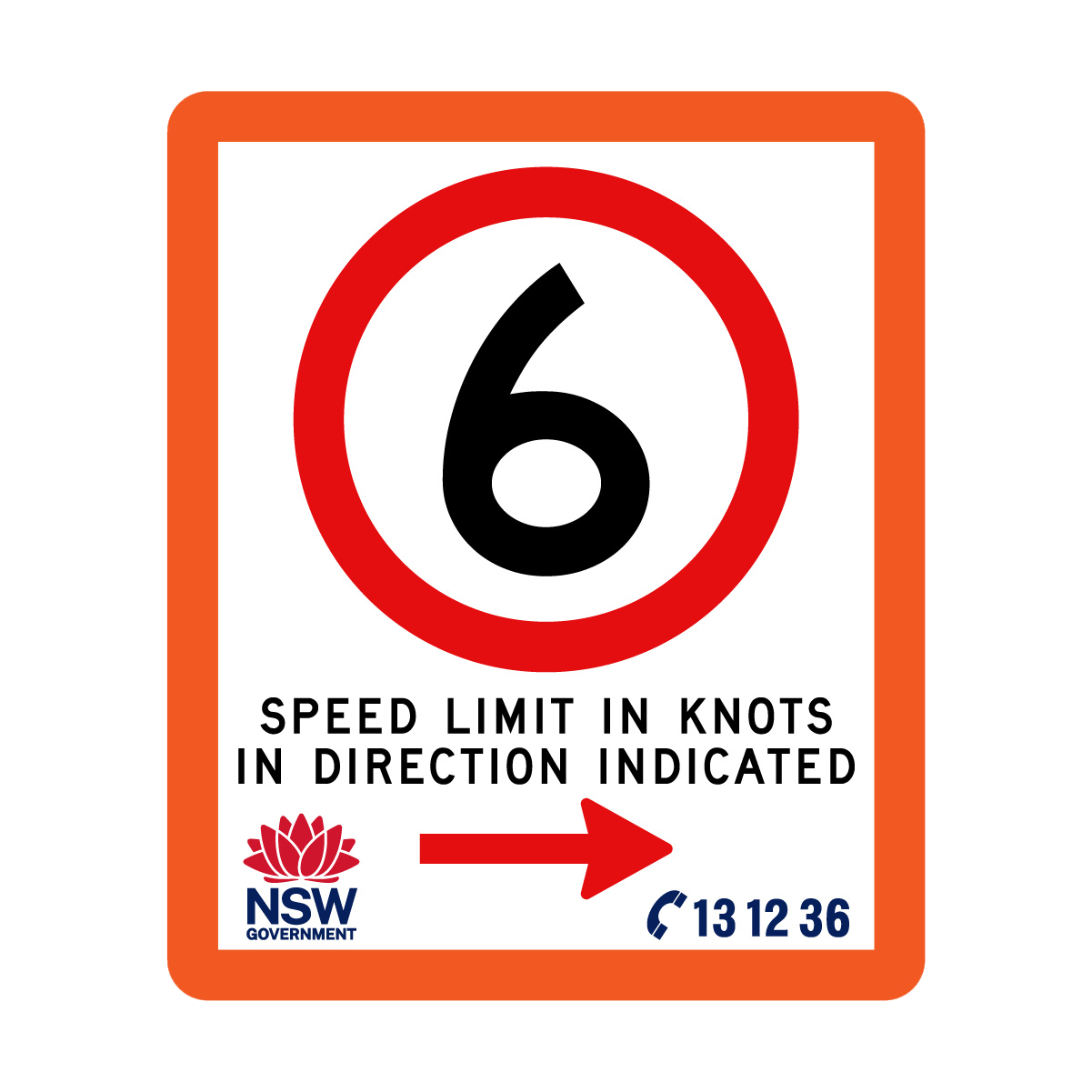 Speed Limit in Knots with Fluro Orange Border 750mm x 900mm