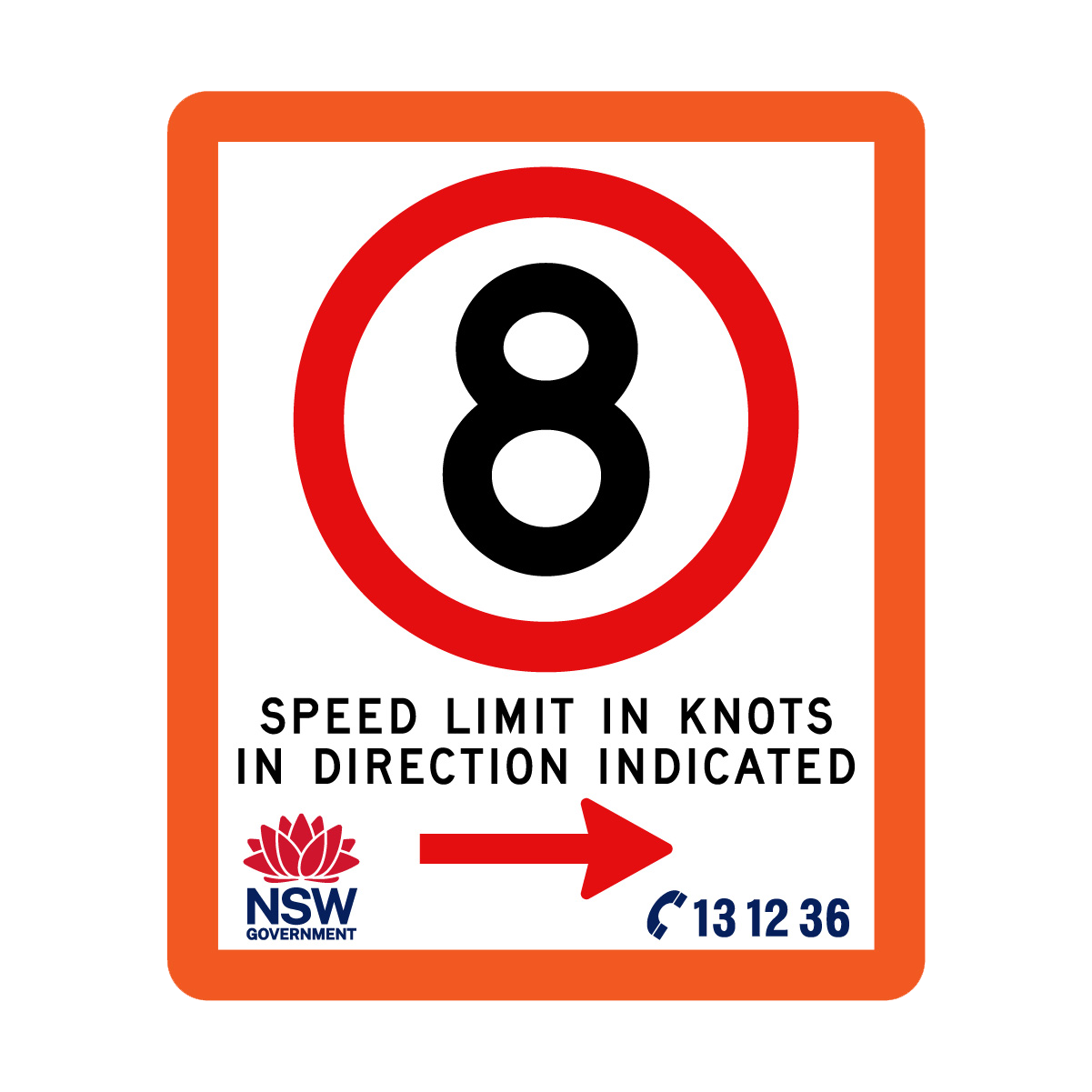 Speed Limit in Knots with Fluro Orange Border 750mm x 900mm