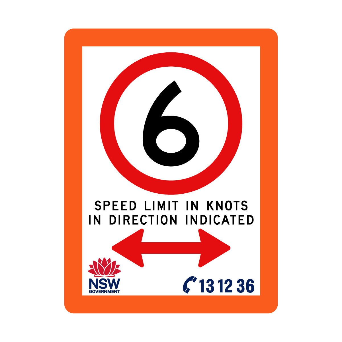 Speed Limit in Knots with Fluro Orange Border 900mm x 1200mm