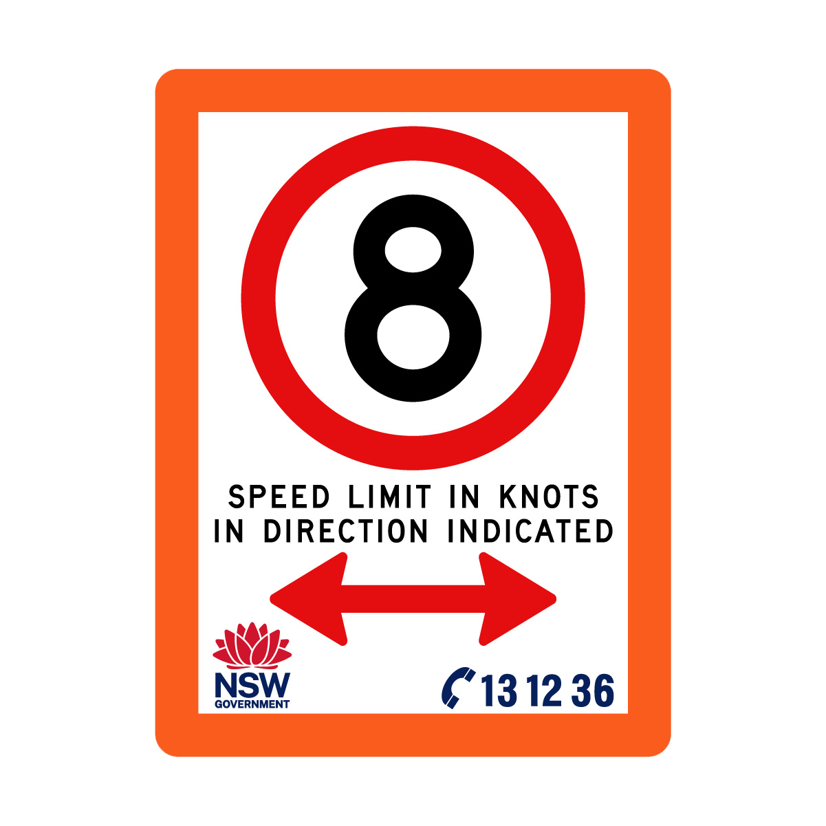 Speed Limit in Knots with Fluro Orange Border 900mm x 1200mm