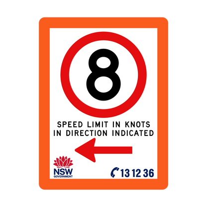 Speed Limit in Knots with Fluro Orange Border 900mm x 1200mm