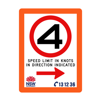 Speed Limit in Knots with Fluro Orange Border 900mm x 1200mm