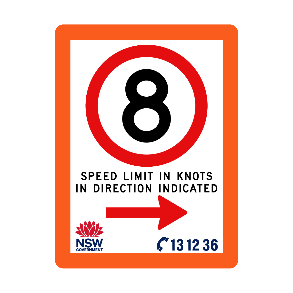 Speed Limit in Knots with Fluro Orange Border 900mm x 1200mm