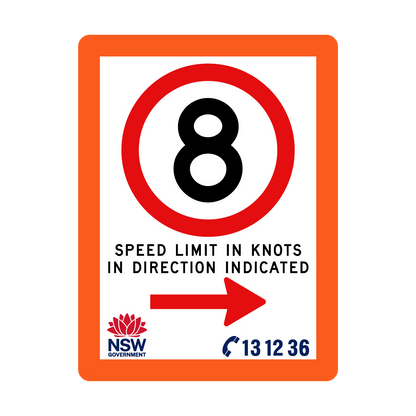 Speed Limit in Knots with Fluro Orange Border 900mm x 1200mm