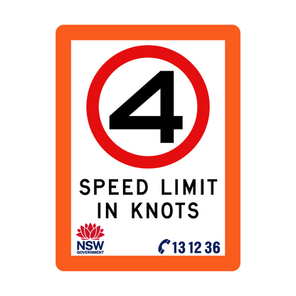 Speed Limit in Knots with Fluro Orange Border 900mm x 1200mm