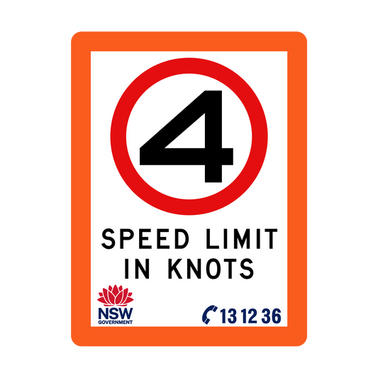 Speed Limit in Knots with Fluro Orange Border 900mm x 1200mm