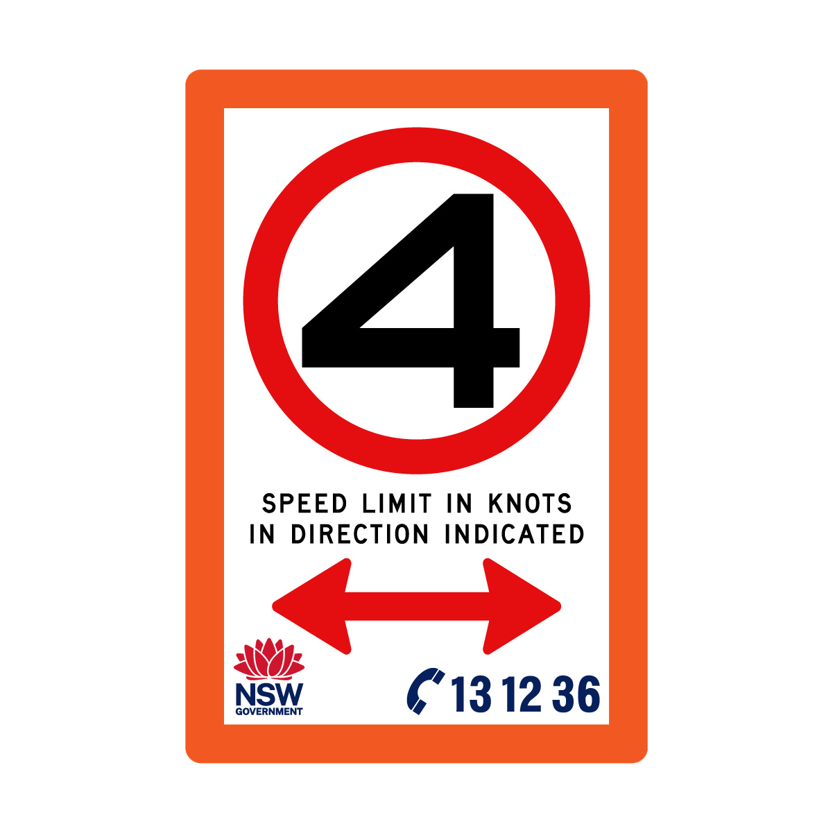 Speed Limit in Knots with Fluro Orange Border 1200mm x 1800mm