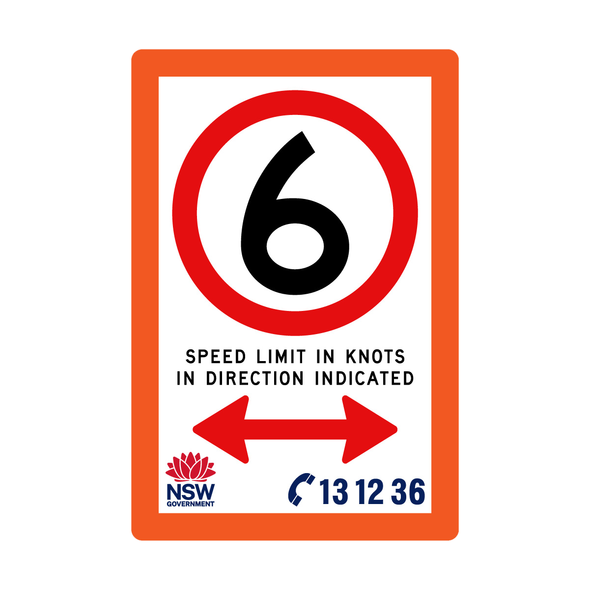 Speed Limit in Knots with Fluro Orange Border 1200mm x 1800mm