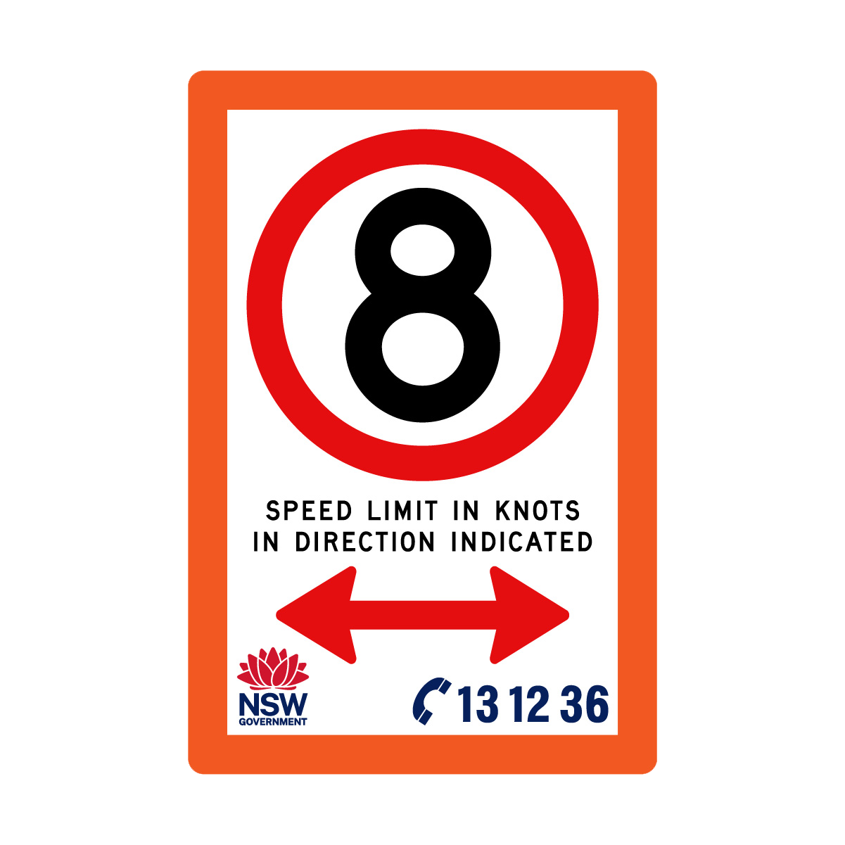 Speed Limit in Knots with Fluro Orange Border 1200mm x 1800mm