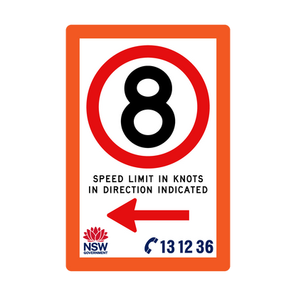 Speed Limit in Knots with Fluro Orange Border 1200mm x 1800mm