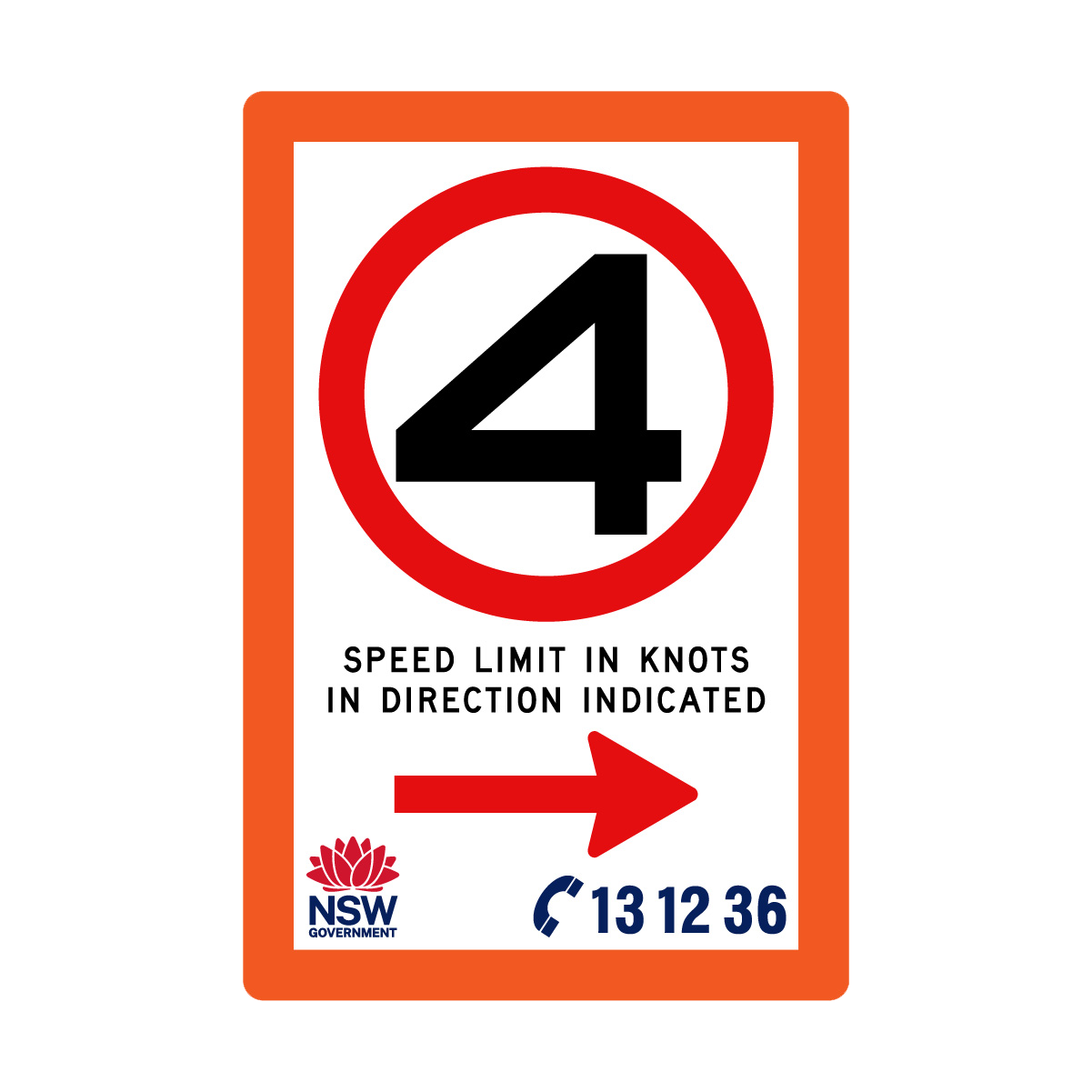 Speed Limit in Knots with Fluro Orange Border 1200mm x 1800mm