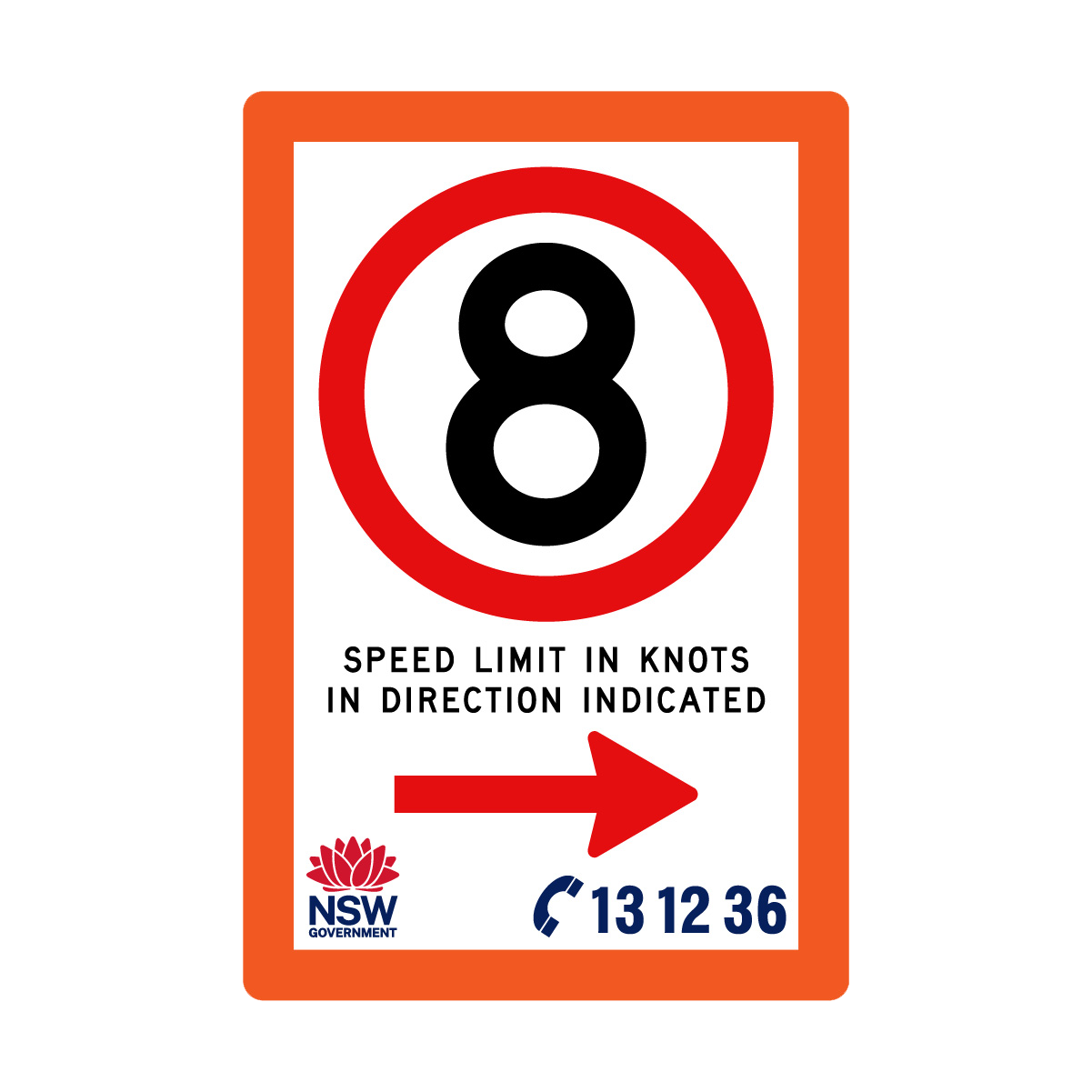 Speed Limit in Knots with Fluro Orange Border 1200mm x 1800mm