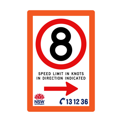 Speed Limit in Knots with Fluro Orange Border 1200mm x 1800mm