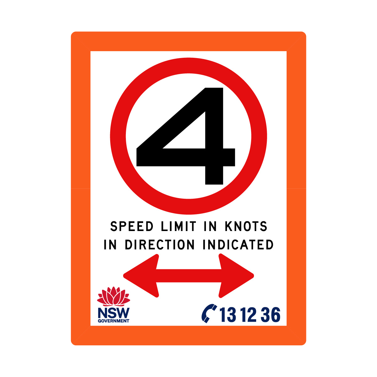 Speed Limit in Knots with Fluro Orange Border 1800mm x 2400mm