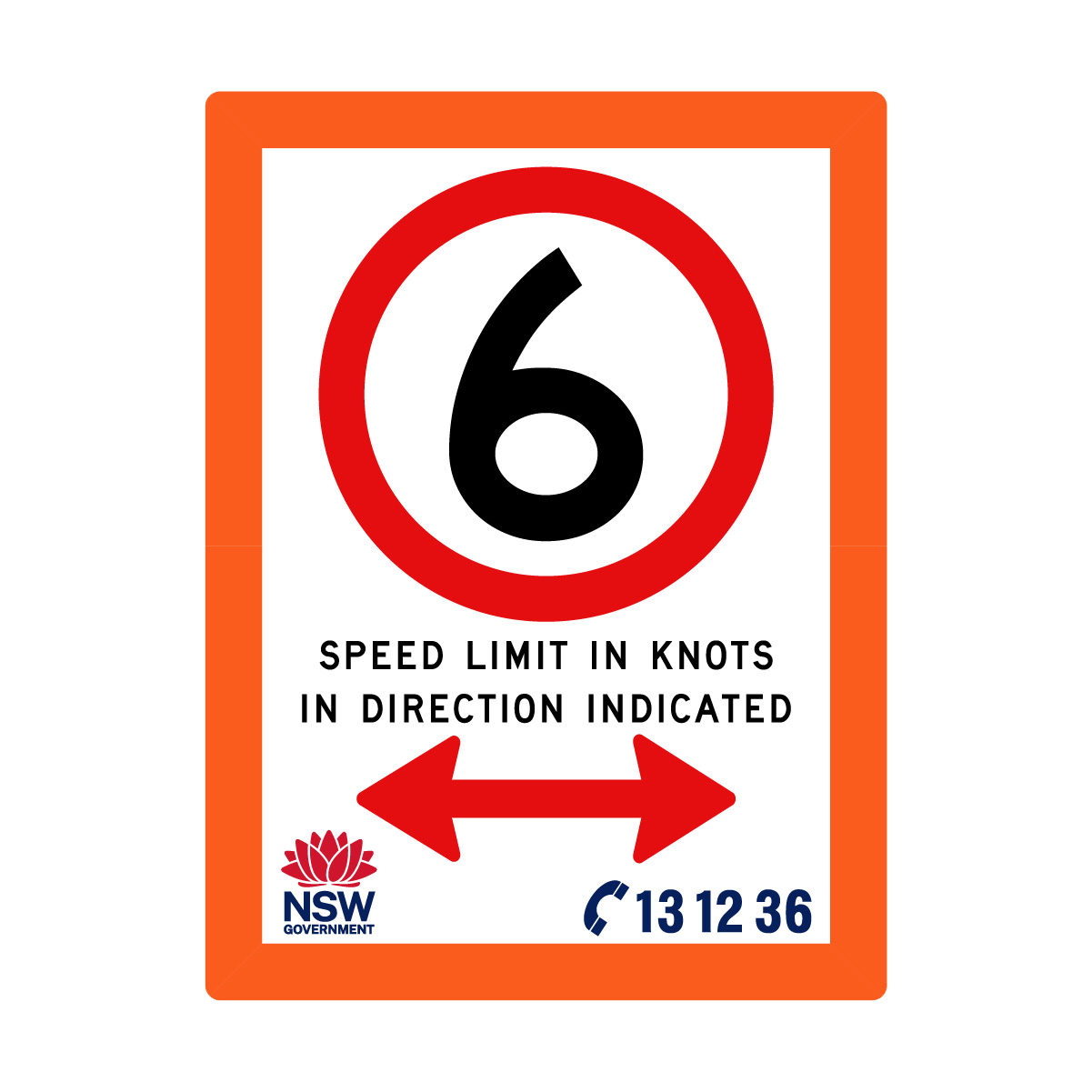 Speed Limit in Knots with Fluro Orange Border 1800mm x 2400mm