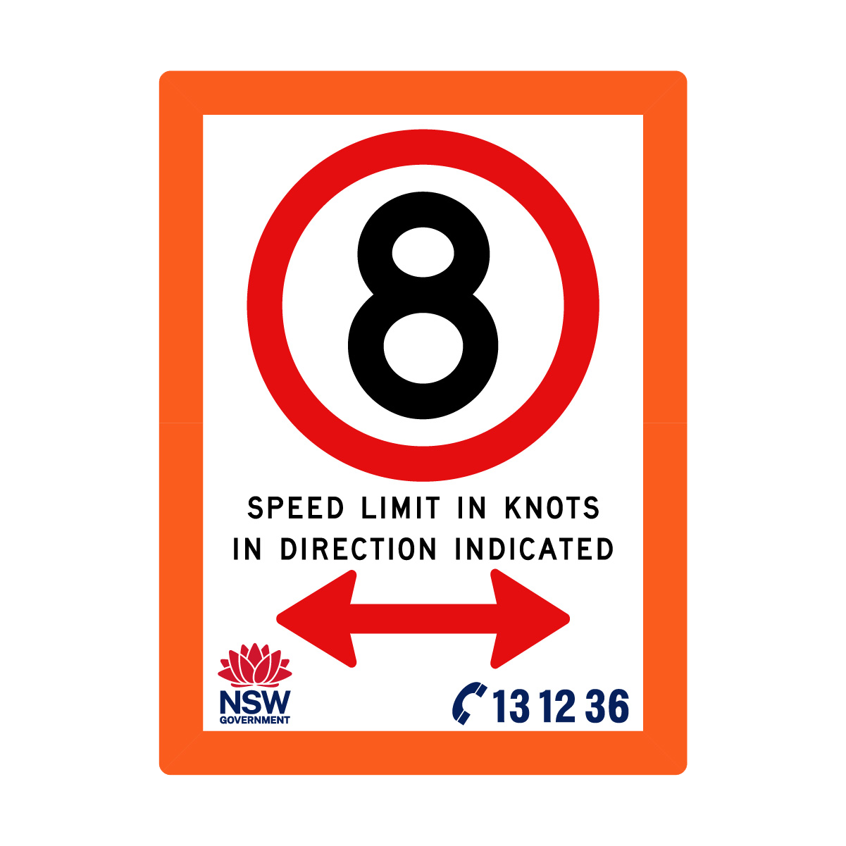 Speed Limit in Knots with Fluro Orange Border 1800mm x 2400mm