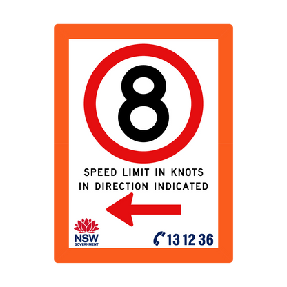 Speed Limit in Knots with Fluro Orange Border 1800mm x 2400mm