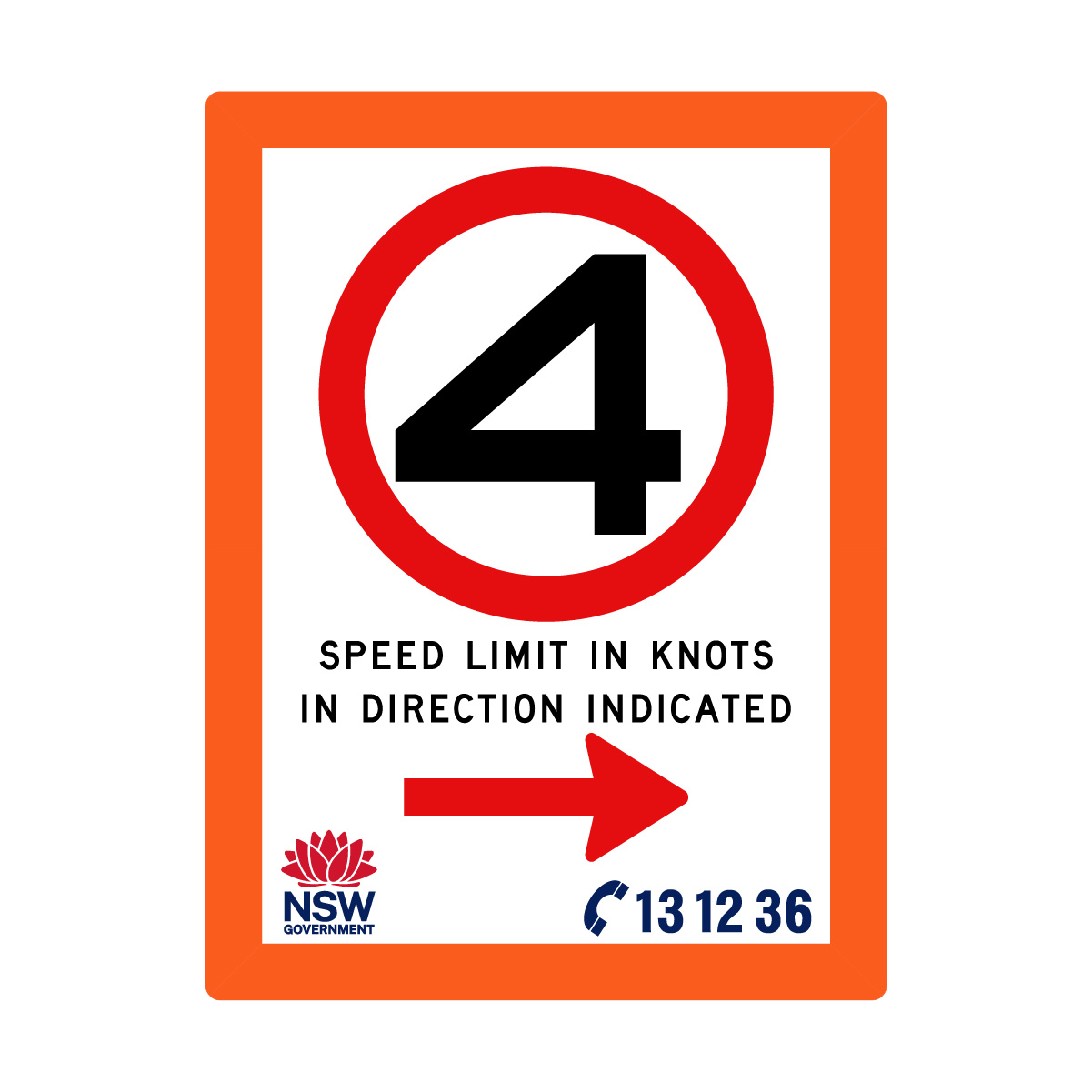 Speed Limit in Knots with Fluro Orange Border 1800mm x 2400mm